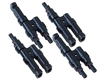 MC4-Buchse Y-Kabel: revolt 4er Set Y-Stecker Adapter für Solarkabel mit MC4 Buchsen