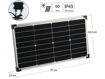 Solarmodul: revolt Mobiles Solarpanel mit monokristallinen Zellen, 60 W, silber