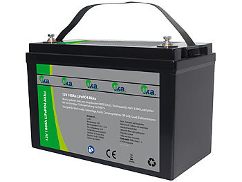 Batterie 12V: tka LiFePO4-Akku, 12 V, 100 Ah/1.280 Wh, BMS, für Solaranlagen uvm., 11 kg