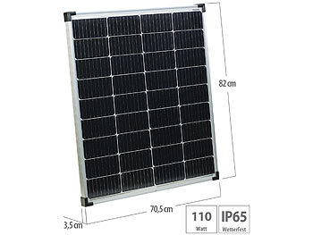 PV Modul: revolt Monokristallines Solarpanel, 110 W, MC4-kompatibel, IP65, silber