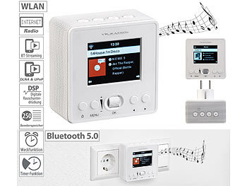 Steckdosenradio: VR-Radio Steckdosen-Internetradio mit WLAN und Bluetooth 5, DSP, 6 Watt