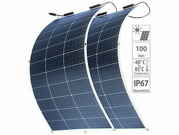 Solarpanele für Zuhause: revolt 2er-Set flexible Solarmodule für MC4, salzwasserfest, 100 W, IP67