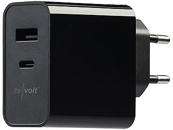 revolt USB Schnellladegerät: 65 Watt 2-Port-USB-Netzteil, USB-C & Typ A, PD  Power Delivery 3.0, GaN (USB Netzteil iPhone)