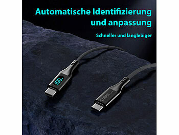 Callstel 2er-Set 100-W-PD-USB-C-Daten- & Ladekabel mit Digital-Anzeige, 1,2 m