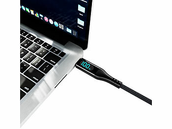 revolt 120W PD USB 4 Ports Netzteil Ladegerät, schwarz + 100W USB-C Ladekabel