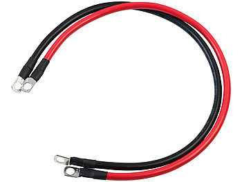Kabel: revolt 2er-Set Batteriekabel mit Ringösen, je 50 cm, 16 mm², rot/schwarz