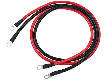 revolt Fahrzeug-Batterie-Kabel: 2er-Set Batteriekabel, je 100 cm, 16 mm²,  rot/schwarz (Wechselrichterkabel)
