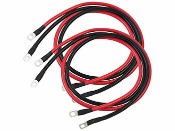 Kabel für Strom: revolt 4er-Set Batteriekabel, je 100 cm, 16 mm², rot/schwarz