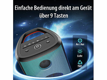 auvisio Mobile Outdoor-PA-Partyanlage & -Bluetooth-Boombox, Lichteffekte, 200W