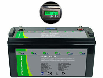 Solar Batterie 12V: tka LiFePO4-Akku mit 12 V, 150 Ah / 1.920 Wh, BMS, LCD-Display, App