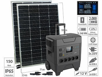Solarakku: revolt Powerstation & Solar-Generator, 2x Solarpanel & 2x Y-Stecker-Adapter