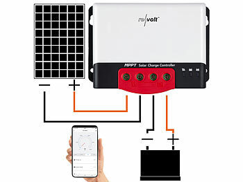 revolt MPPT Laderegler mit USB: MPPT-Solarladeregler für 12/24-V-Batterie,  mit 30 A, Display, USB-Port (Batterie Laderegler)