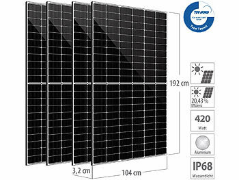 Solarpanels Halbzellen: DAH Solar 4er-Set 420-W-Solarmodule mit 132 Halbzellen, Full Screen, weiß