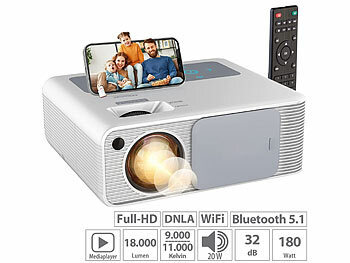 Projektor: SceneLights LED-Full-HD-Beamer, native 1080p, 800 ANSI-Lumen, 18.000 lm, Dualband