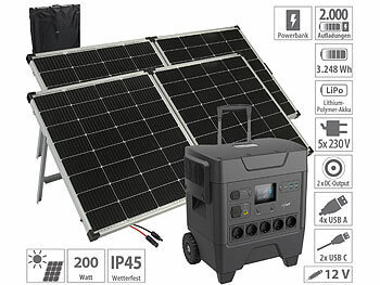 revolt Powerstation & Solar-Generator mit 3.248 Wh + 2x 240-Watt-Solarmodul