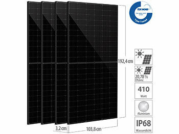 Strom Panel: DAH Solar 4er-Set monokristalline Solarmodule, Full-Screen, Halbzellen, 410 W
