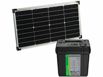 tka LiFePO4-Akku mit 60-Watt-Solarpanel, 12 V, 60 Ah / 768 Wh, DC + USB