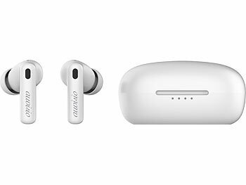 auvisio In-Ear-Stereo-Headset mit ANC, Bluetooth 5.2, Ladebox, App, weiß
