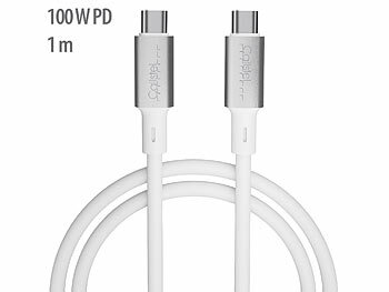 USBC Kabel: Callstel Ultraflexibles Silikon-Lade-/Datenkabel USB-C/-C, 100 W PD, 1 m, weiß