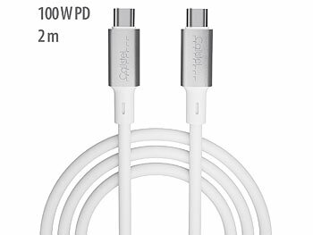 USB C auf USBC Kabel: Callstel Ultraflexibles Silikon-Lade-/Datenkabel USB-C/-C, 100 W PD, 2 m, weiß