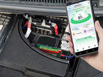 Kfz-Batterie-Wächter, Standort-Suche, Bluetooth, App, 6/12/24 V, IPX7
