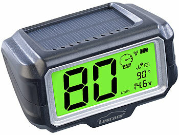 Lescars Funk-OBD2-Geschwindigkeitsmesser mit Solar-LCD-Display, 12 Volt