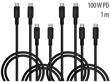 USB-3.1-Kabel Typ C: Callstel 4er-Set ultraflexible Silikon-Lade-/Datenkabel USB-C/-C, 1m, schwarz