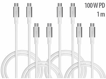 USB C Ladekabel: Callstel 4er-Set Ultraflexibles Silikon-Lade-/Datenkabel USB-C/-C, 1 m, weiß