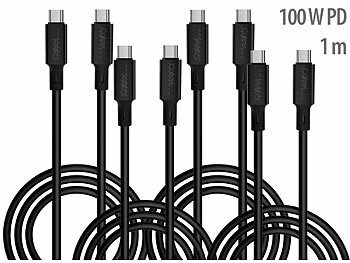USB-3.1-Kabel: Callstel 4er-Set ultraflexible Silikon-Lade-/Datenkabel USB-C/-C, 2m, schwarz