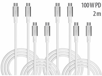 USB C Kabel: Callstel 4er-Set ultraflexibles Silikon-Lade-/Datenkabel USB-C/-C, 2m, weiß
