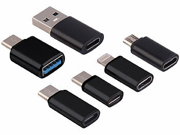 USB Stecker: Callstel 6-teiliges USB-Adapter-Set, OTG-USB, Lightning, 60 Watt PD
