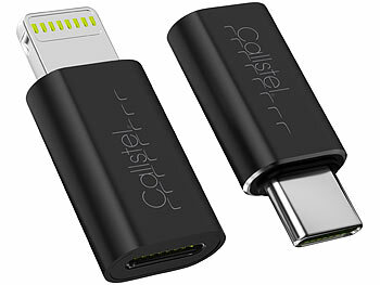 Callstel 2er-Set USB-Adapter, USB-C auf Lightning, Lightning auf USB-C, 10,5 W