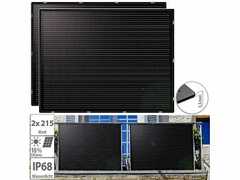 Solar Panel Kit: revolt 2er-Set ultradünne & superleichte monokristalline Solarmodule, 2x 215W