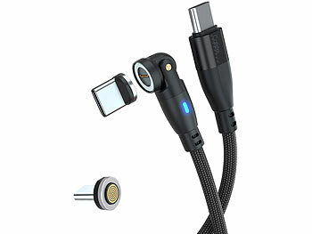Callstel USB-C/A-Daten- & Ladekabel, USB-C- & Lightning-Magnet-Stecker, 100W PD