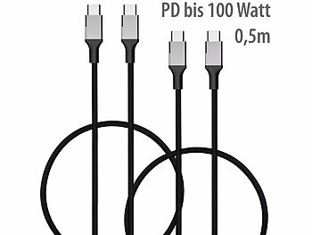 USB C USB C Kabel: Callstel 2er-Set USB-C-Schnelllade-/Datenkabel, für PD bis 100 Watt, 0,5 m