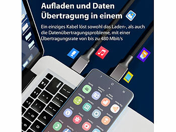 Callstel 2er-Set USB-C-Schnelllade-/Datenkabel, für PD bis 100 Watt, 0,5 m