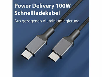 Callstel 2er-Set USB-C-Schnelllade-/Datenkabel, für PD bis 100 Watt, 0,5 m