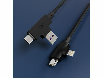 Callstel 6er-Set 4in1-Lade- & Datenkabel USB-A/C zu USB-C/8-PIN, 30/120/200cm