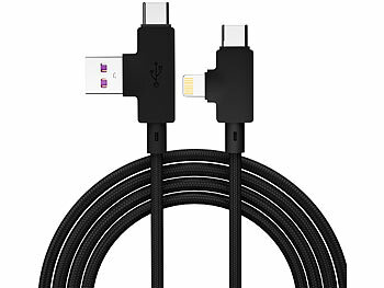 Callstel 6er-Set 4in1-Lade- & Datenkabel USB-A/C zu USB-C/8-PIN, 30/120/200cm