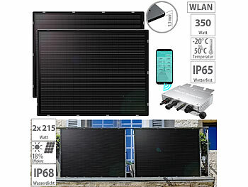 Solar Balkonkraftanlage: revolt Ultradünne & superleichte Solarmodule 2x 215W + 350-W-Wechselrichter