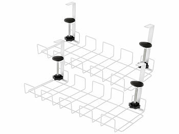 Kabelkanäle Schreibtisch: Callstel 2er-Set Kabelkorb, Steckdosenhalter & Organizer, weiß 