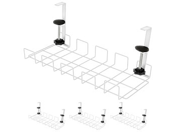 Schreibtisch-Organizer: Callstel 4er-Set Kabelkorb, Steckdosenhalter & Organizer, weiß 