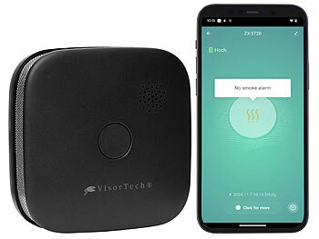 Design Rauchmelder: VisorTech Kompakter WLAN-Design-Rauchwarnmelder mit weltweiter App, schwarz