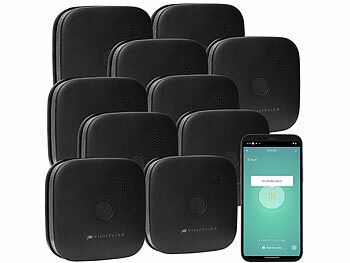 Rauchmelder Design: VisorTech 10er-Set kompakte WLAN-Design-Rauchwarnmelder, weltweite App, schwarz