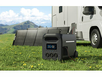 revolt Trolley-Powerstation, 2,56 kWh/50 Ah, 3.000 W, mit 2x 240-W-Solarpanel