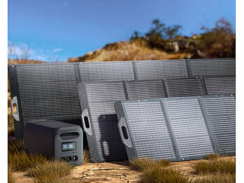 revolt Trolley-Powerstation, 2,56 kWh/50 Ah, 3.000 W, mit 2x 240-W-Solarpanel