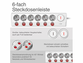 Steckdosenleiste mit Hauptschalter