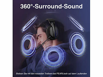 auvisio Klappbares 3in1-Funk-Gaming-Headset, 2,4 GHz, BT 5.3, 10 Std. Akku