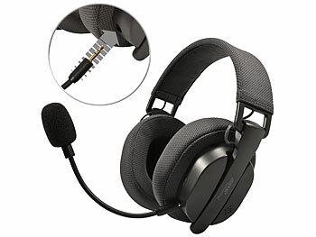 auvisio Klappbares 3in1-Funk-Gaming-Headset, 2,4 GHz, BT 5.3, 10 Std. Akku