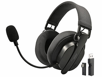 Stereo-Funk-Kopfhörer: auvisio Klappbares 3in1-Funk-Gaming-Headset, 2,4 GHz, BT 5.3, 10 Std. Akku